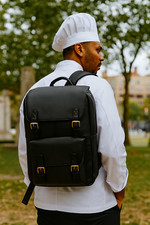 Premium Leather Chef Knife Backpack   Black