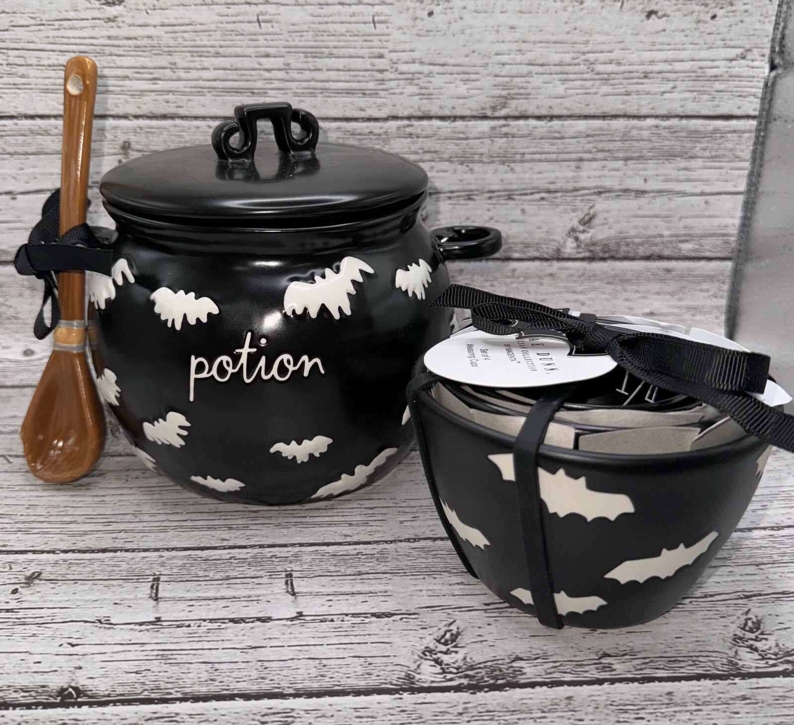 Rae Dunn Potion Cauldron and Bats Measuring Cups Halloween Bundle