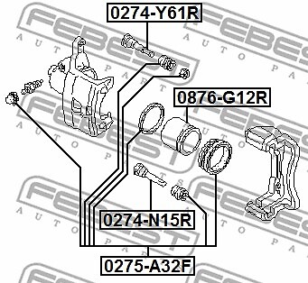 0274-N15R FEBEST Guide Bolt, brake caliper for ,FORD,FORD ASIA & OCEANIA,FORD AU