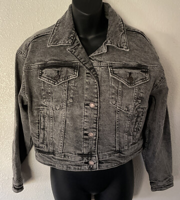 Wild Fable Jacket Grunge, Y2K Cropped Denim Trucker  Gray XS NWT