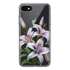 For Apple iPhone 6/7/8/SE 3 2022 Shockproof White Lavender Lily Flowers Case