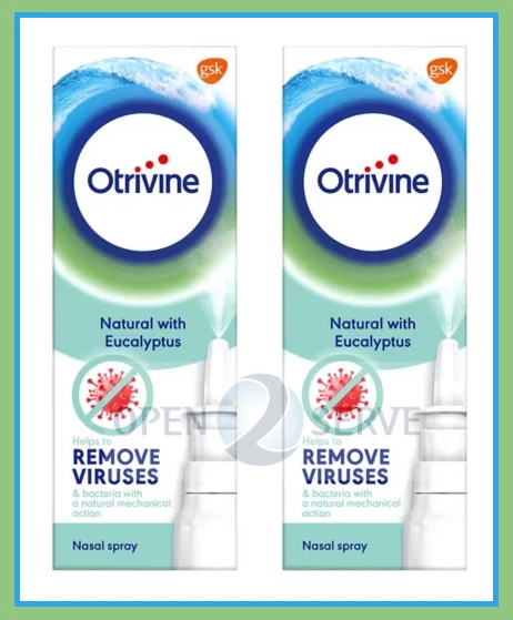 2x Otrivine Natural with Eucalyptus Nasal Spray - Removes Viruses - 20ml