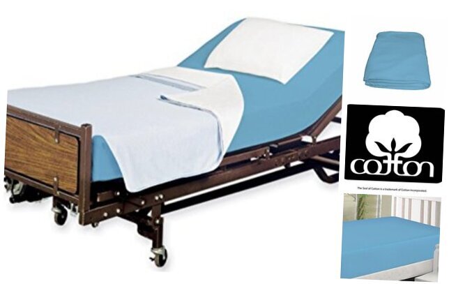 Hospital Twin Extra Long 100% Cotton Jersey Sheet Set - Twin XL Light Blue