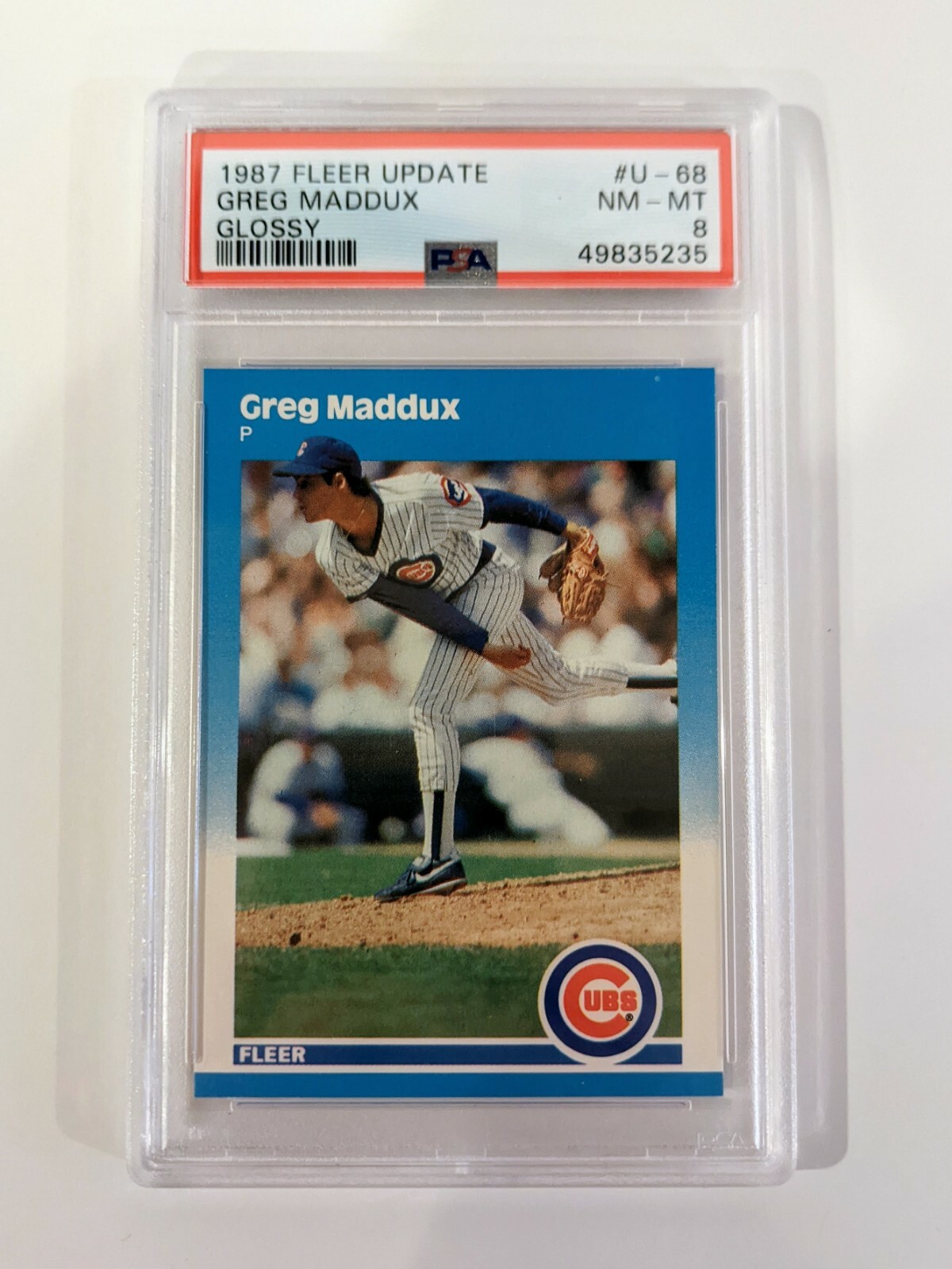 Greg Maddux Rookie Card 1987 Fleer Update Glossy #U-68 PSA 8
