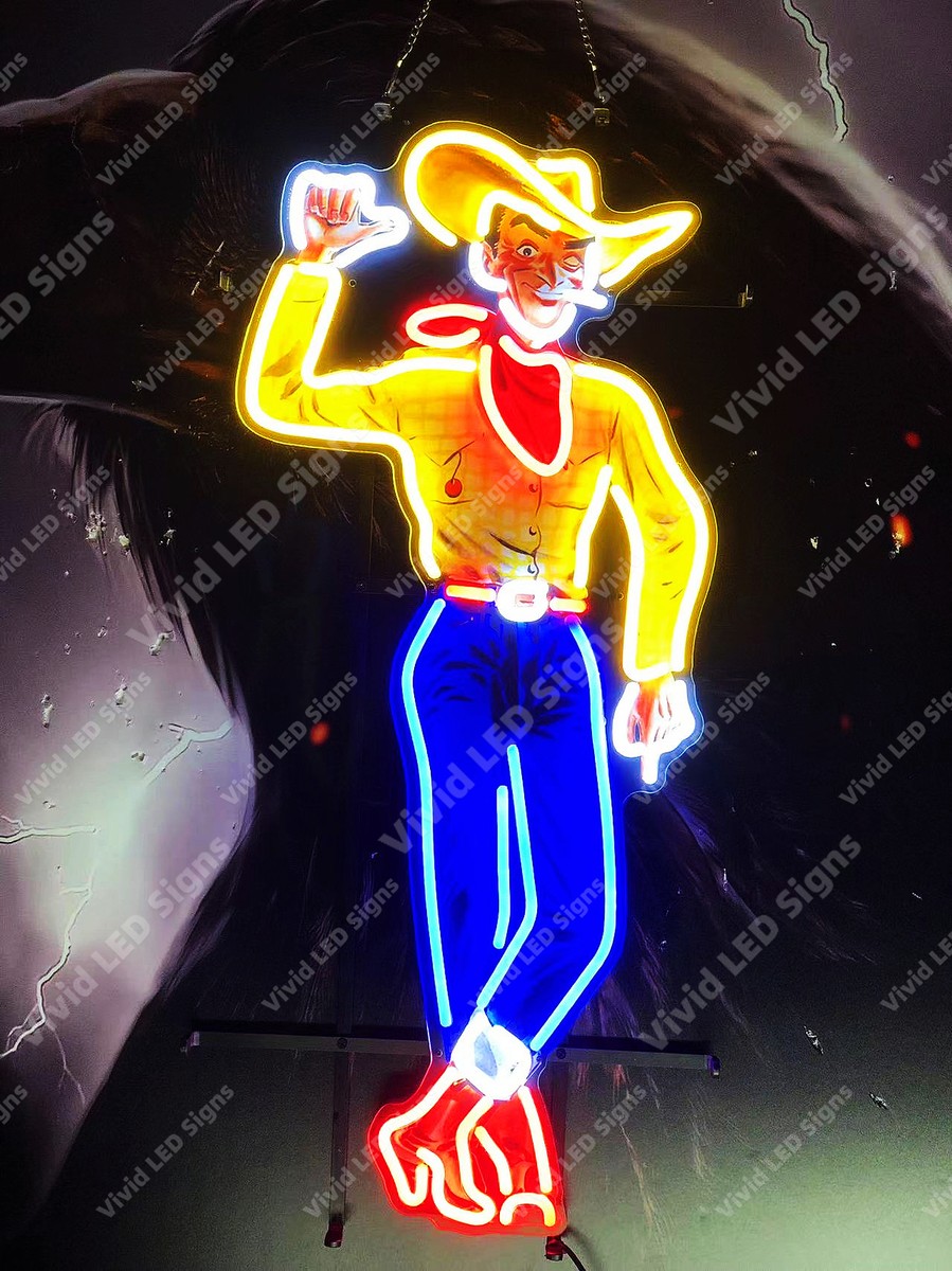 Las Vegas Cowboy VIC Casino Vivid LED Neon Sign Light Lamp With