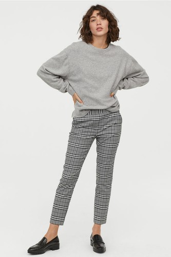 X Hu0026M PULL SLACKS BLACK WHITE CROPPED CAPRI PANTS TROUSERS TARTAN CHECK 10  6 38 | eBay