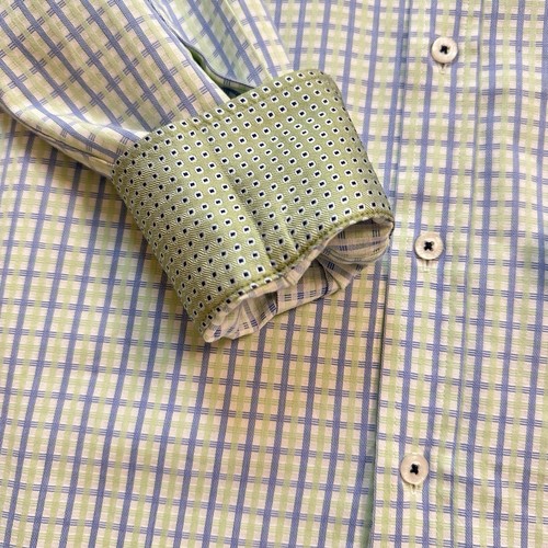 English Laundry Blue White Green Dress Shirt 16 1/2 34 - 35 Embroidered Logo - Picture 14 of 22