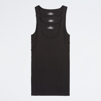 3 Pc Men 100% Cotton A-Shirt Tank Top Ribbed Undershirt Wife Beater Black White