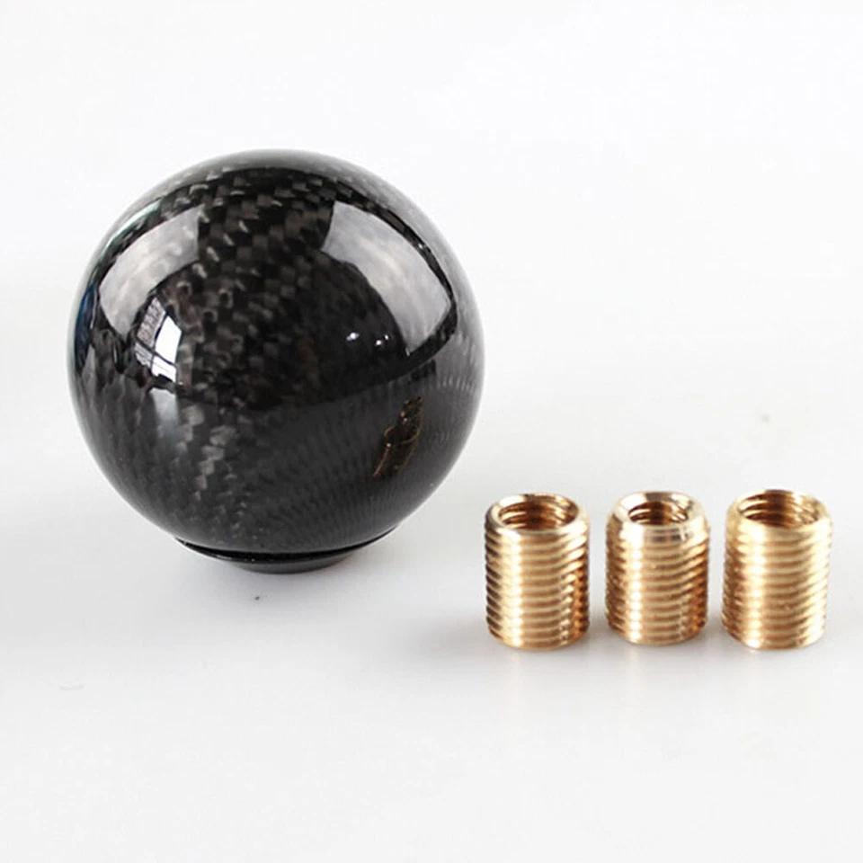 Palanca de cambios redonda de fibra de carbono para automóvil 5 6 velocidades + 3 adaptadores Foto 4 de 4