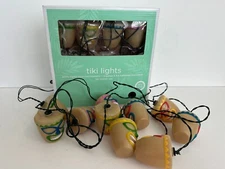🌺 2 Sets – Gemmy Tiki Mask String Lights – 8 ft Hawaiian Luau Pool Party Decor