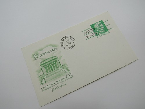 USPS Scott UX55 5c Mint Abraham Lincoln First Day of Issue G (Good) Postal Card - Picture 2 of 5