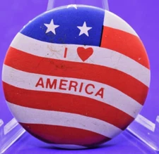 I Heart America  I Love America Vintage Button Pinback Kipp Brothers