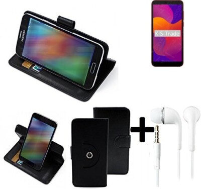 360° Schutz Hülle für Huawei Honor 9S + headset Wallet CaseUniversal schwarz 
