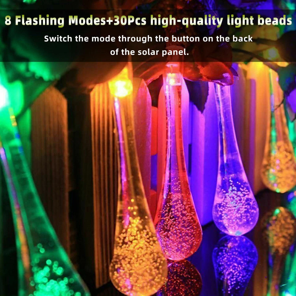 30 LED Solar String Lights Fairy Lamp Outdoor Waterproof Garden Paty Yard Decor - Image 2 of 4