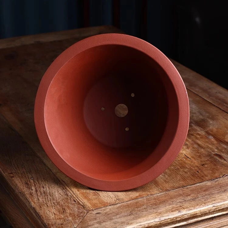 Maceta grande bonsai redonda ancha hecha a mano de 9,45 pulgadas antigua china Zisha Foto 4 de 4