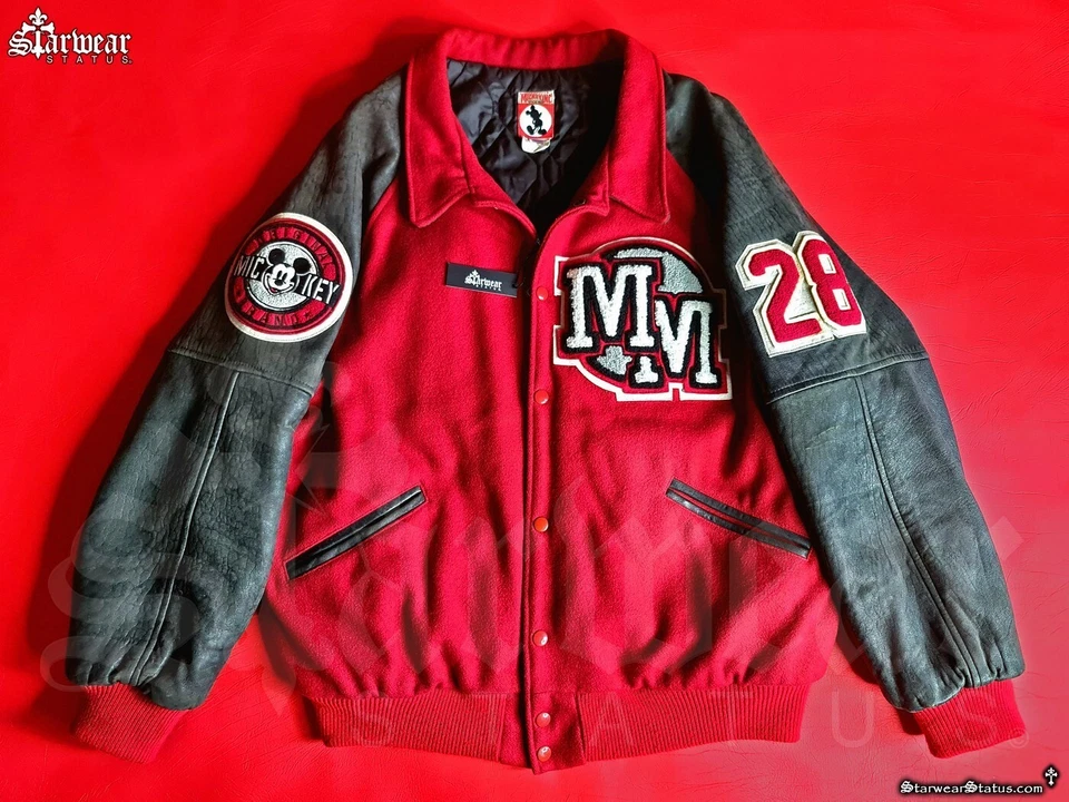 🔥RARE!! Mickey Mouse Wool Leather Letterman Jacket M - As MICHAEL JACKSON Worn! - Image 4 of 4