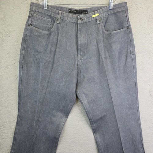 Vintage Rocawear Jeans 42 Classic Y2K Gray Baggy Creased Starched Denim 39x34 - Picture 4 of 12