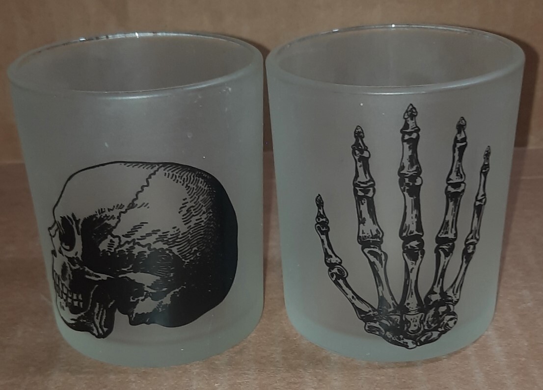 Day of the Dead frosted tealight candle holders set of 2-image