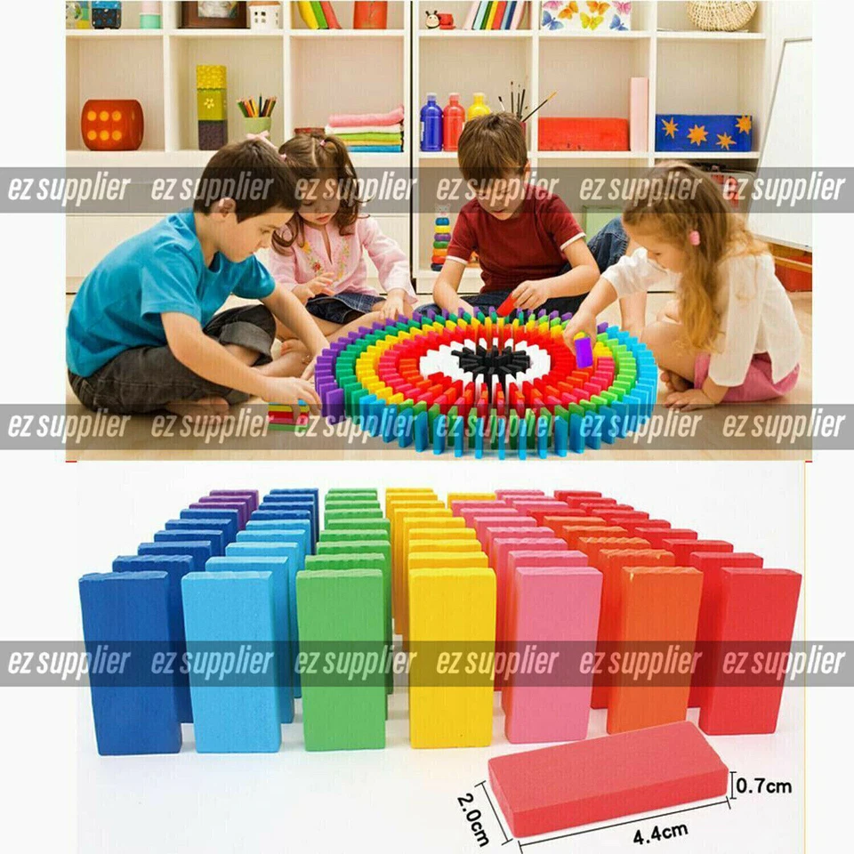 Up to 960p Wooden Domino Blocks Tiles Tumbling Dominoes Knock Down Kids Toys HOT - image 2 of 4