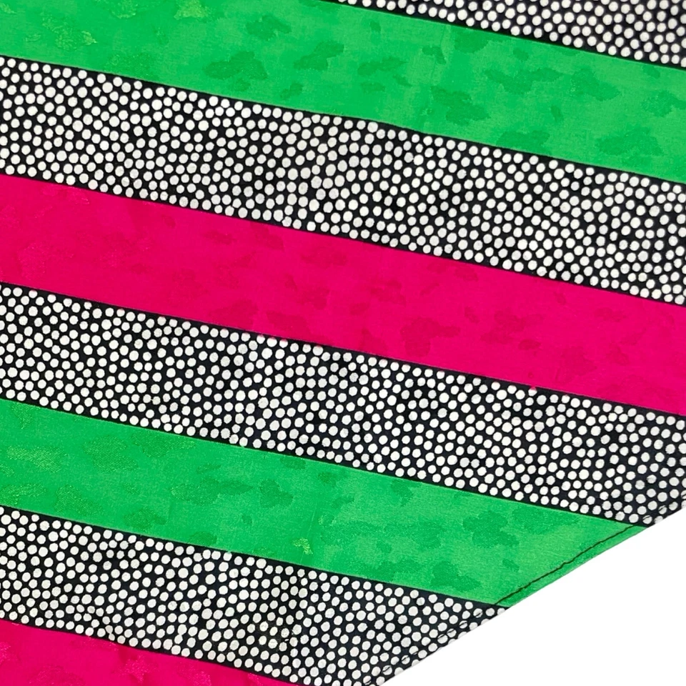 Bufanda vintage a rayas y lunares años 80 triángulo Ascot negro/blanco/rosa/verde Foto 3 de 3