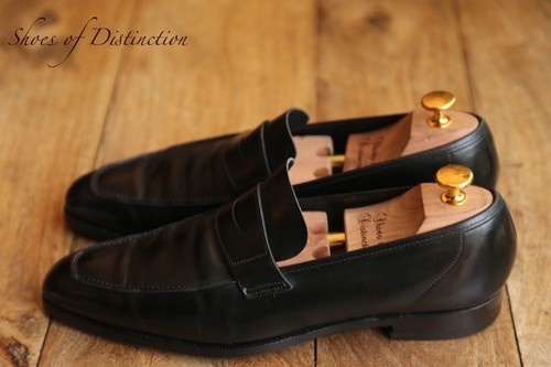 Zapatos Mocasines George Cleverley Cuero Negro Penny Para Hombres Reino Unido 7.5 EE. UU. 8.5 - Imagen 2 de 11
