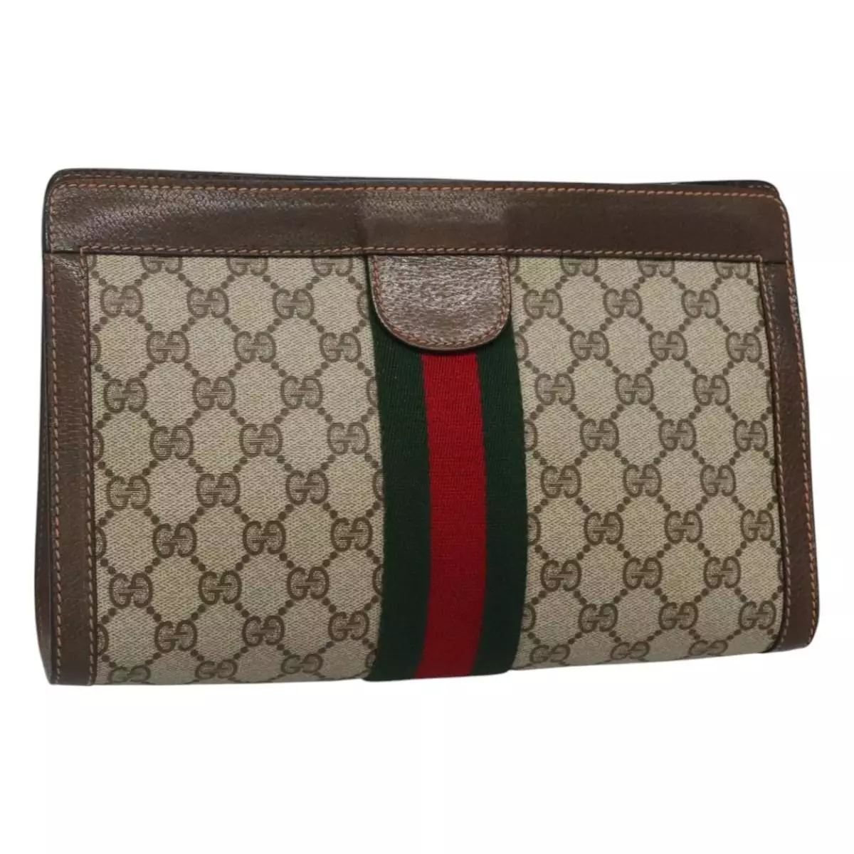 Sac pochette GUCCI GG Supreme Web Sherry Line PVC beige 89 01 002 authentique BA618