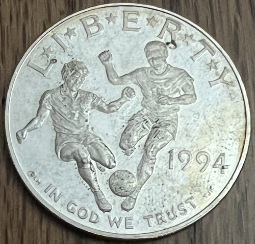Rare ONE DOLLAR WORLD CUP USA 94 LIBERTY SOCCER S Silver 90% Proof - Picture 2 of 2