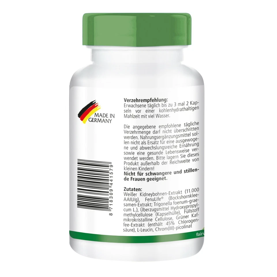Kohlenhydrat-Blocker Komplex - 180 Kapseln mit Zuckerhemmstoff VEGAN | fairvital - Bild 2 von 4