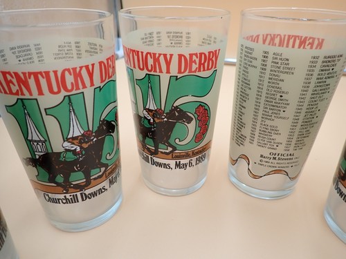SET OF 6! AUTHENTIC KENTUCKY DERBY 115 GLASSES 1989 MINT JULEP GLASSES CHURCHILL - Picture 2 of 4