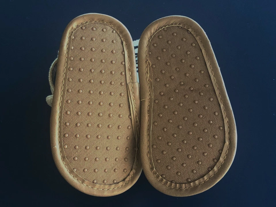 NEW Infant Toddler Girl *6-12* months OLD NAVY Canvas Beige Bow Sandals - Image 3 of 3