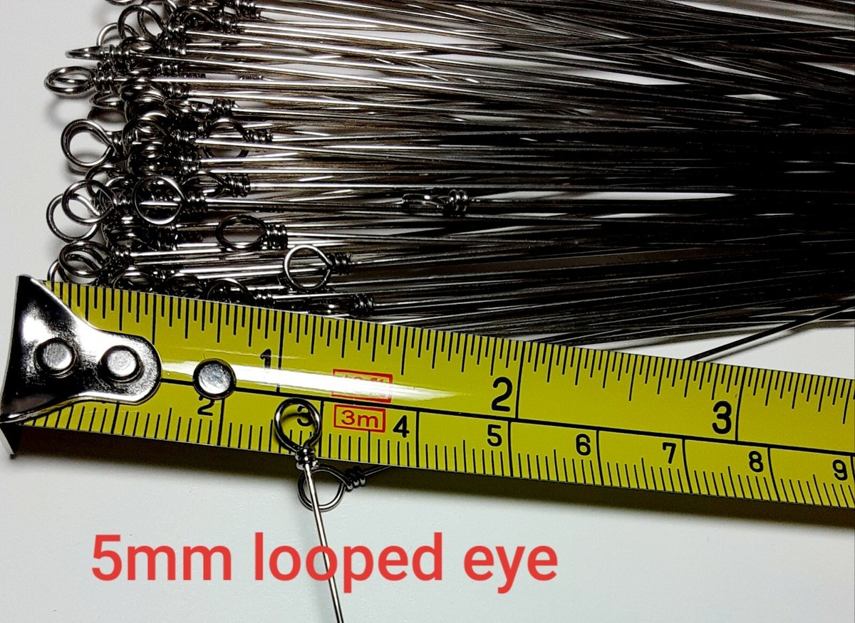 100 PCS. LOOPED STAINLESS STEEL LURE SHAFT WIRE FORM .031 X 8 MAKE