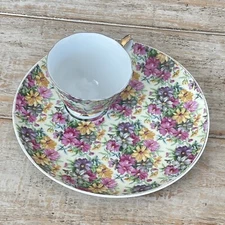 SHAFFORD JAPAN 9600 CHINTZ TENNIS SET CUP & SNACK PLATE