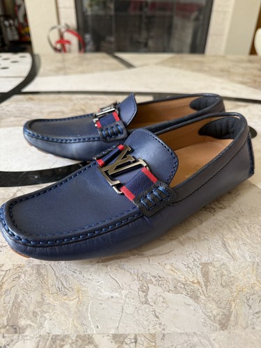 EUC Louis Vuitton Monte Carlo Moccasins Loafers Blue Shoes size UK 6.5 US 7.5 - Picture 2 of 11