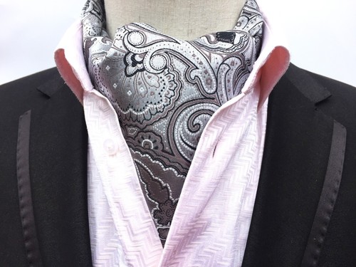 New Classic Men's Jacquard Paisley Polka Dot Scarf Blue Cravat Ascot Necktie Tie - Picture 34 of 35