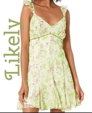 Likely Womens Gavina Green Pink White Mini Dress Sz-10 Date Night Summer Days 