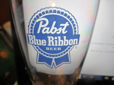 Vintage 70's PABST BLUE RIBBON Logo 12 Oz Shell Glass PBR
