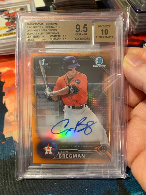 2016 Bowman Chrome Orange Refractor Alex Bregman Auto BGS 9.5 Rookie Karte /25