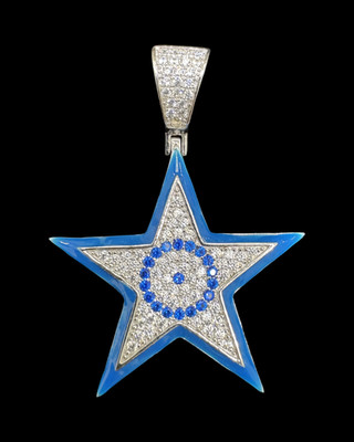 Blauer Zielstern Anhänger 925 Feinsilber