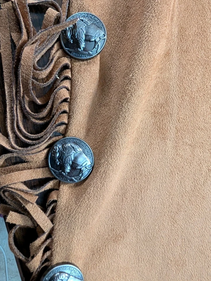 Брюки кончо L&B из искусственной замши с бахромой размер 12 измененная талия 28 дюймов вестерн богемное - Изображение 2 из 4