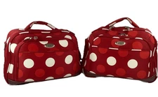 2 California Pak Red Polka Dot Carry On Weekend Getaway Luggage Bags No Straps