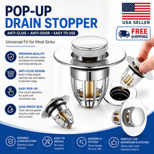 Bathtub Drain Stopper Bathroom Bath Tub Sink Waste Pop-Up Plug Replacements