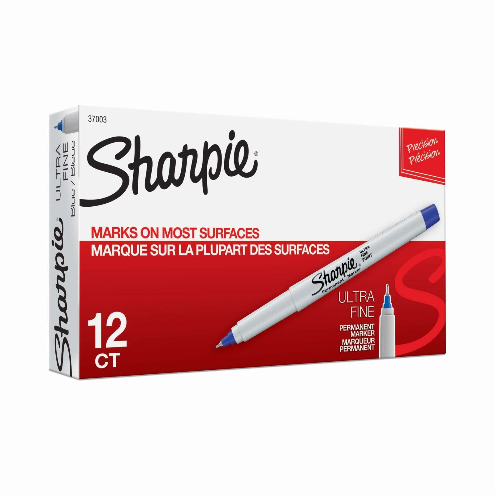 Sharpie Permanent Ultra-Fine Point Markers, Blue, Pack Of 12