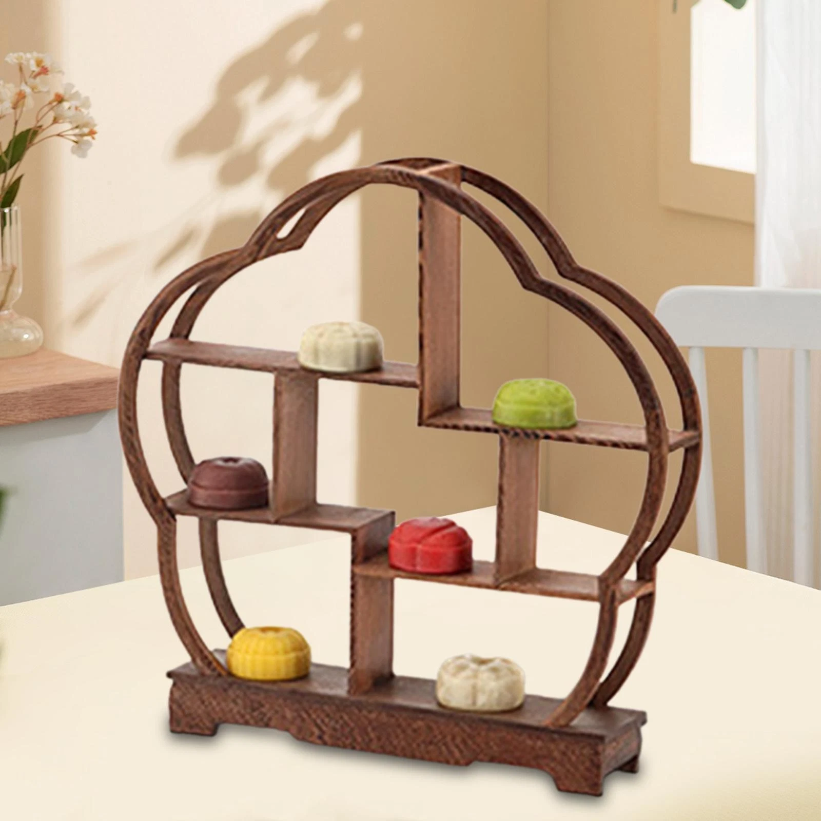 Wooden Display Shelf Sturdy Desktop Shelf for Office Countertop Pastry