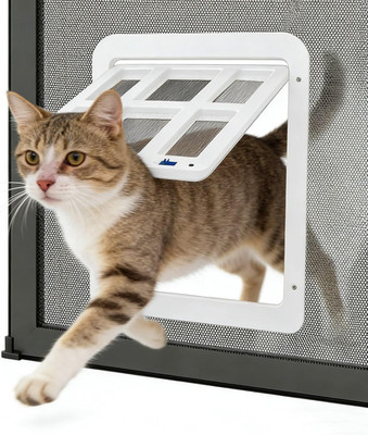 Cat Door for Screen Doors, Passage Opening 8.3'' X 10.3'', Access Freely, Magnetic