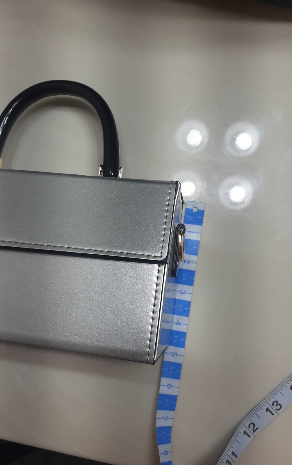 Silver And Gold Rectangular Clutch Structured Cro… - image 8