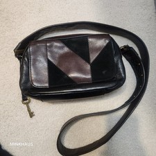 Fossil Aria Small Patchwork Leather Suede Cro...