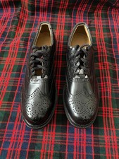 GHILLIE BROGUES BLACK REXINE SCOTTISH KILT SHOES