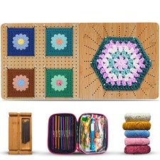 Foldable Crochet Blocking Board Kit Dual-Sided Square Circular Grid 22 ...