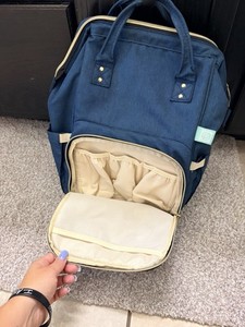 Blue Solid Diaper/pump Bag cooler backpack w/, Adjustable Strap, Zipper
