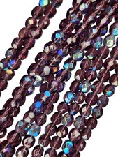 600 PC BULK 6MM Amethyst Purple AB Round Faceted Fire Polish Czech Glass Beads
